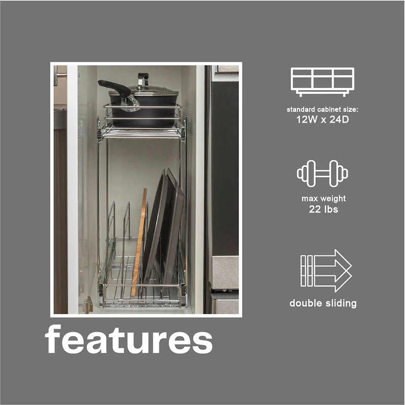 Household Essentials Glidez Chrome-Plated Steel 2-Tier Dual-Sliding Storage Organizer