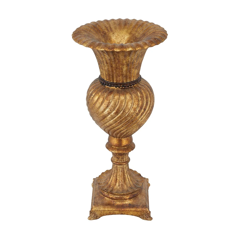 Gold Polystone Traditional Vase, 22" x 10" x 10"