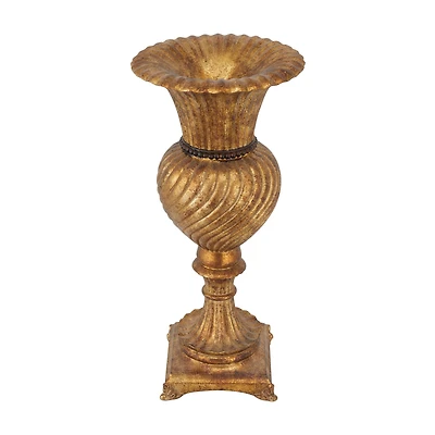 Gold Polystone Traditional Vase, 22" x 10" x 10"