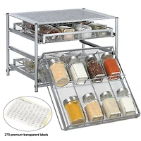 NEX™ 3-Tier 24-Bottle Metal Spice Rack with Drawer Organizer