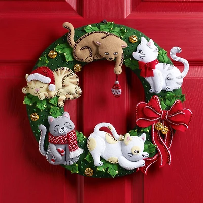 Bucilla® Holiday Housecats Felt Wreath Applique Kit