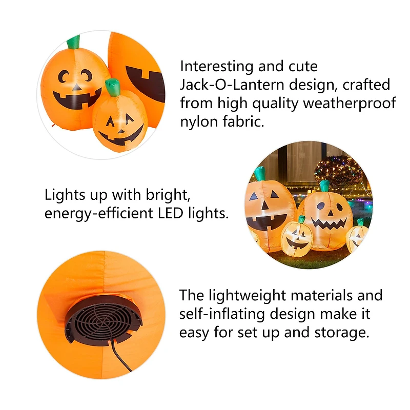 Glitzhome® 8ft. Lighted Inflatable Jack-O-Lantern Pumpkins Décor