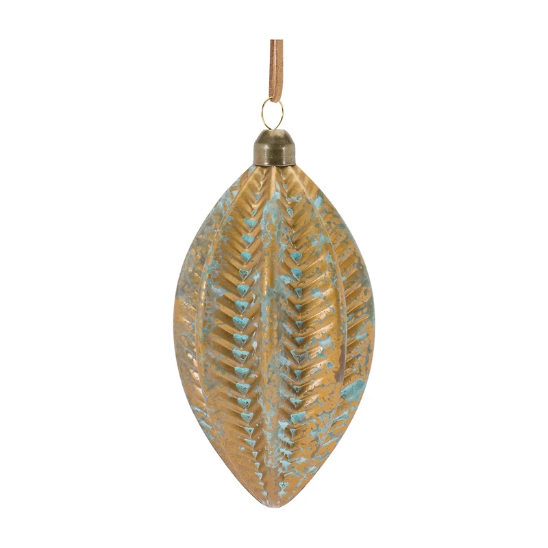 Blue & Brown Distressed Ribbed Glass Ornament Set