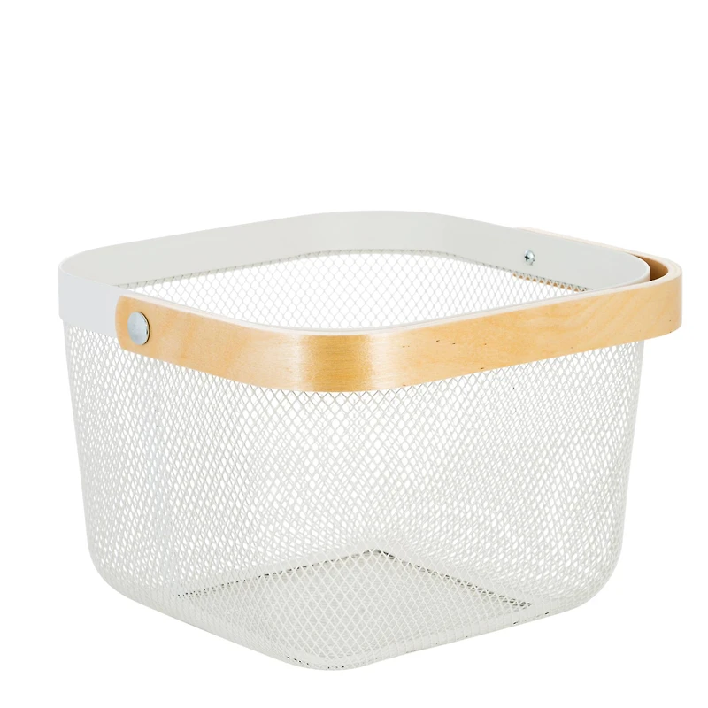 Simplify White Mesh Tote with Bamboo Handle