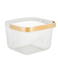 Simplify White Mesh Tote with Bamboo Handle