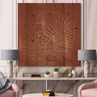 Designart - Sillhouette of Afro American Girl on Palm Leaves