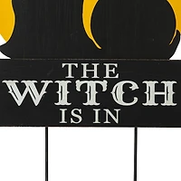 Glitzhome® 30" Black & Orange The Witch Is In Halloween Yard Stake