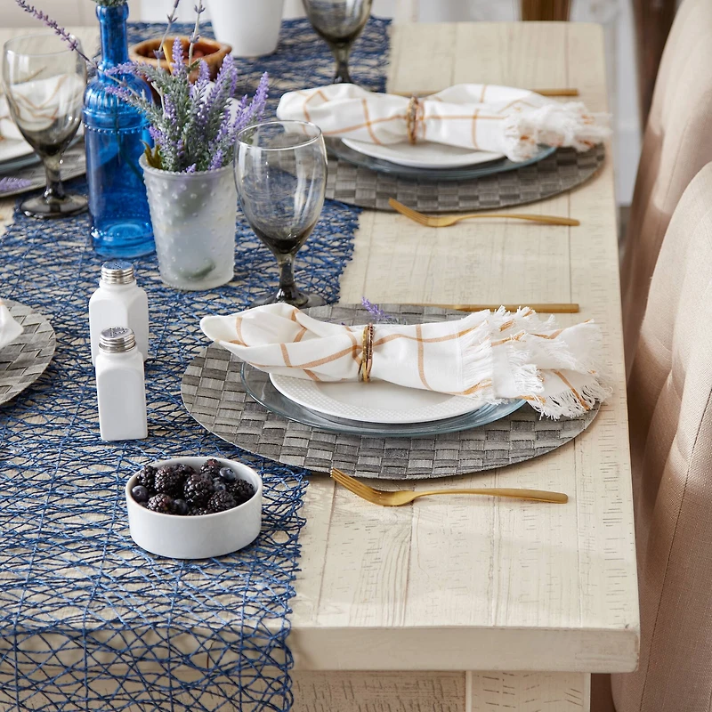 DII® Reversible Round Basket Weave Woven Placemats