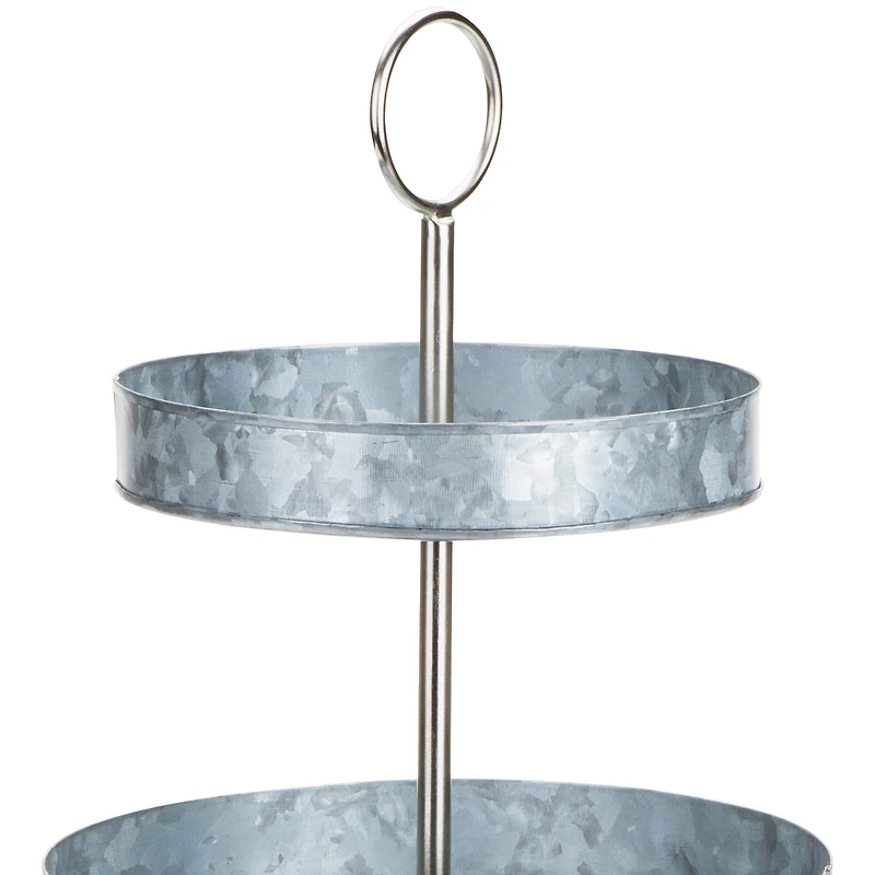 Mind Reader Silver Tiered Galvanized Steel Round Cupcake Tower