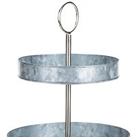 Mind Reader Silver Tiered Galvanized Steel Round Cupcake Tower