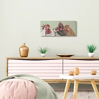 Stupell Industries Four Roosters Clucking Farm Birds over Green Canvas Wall Art
