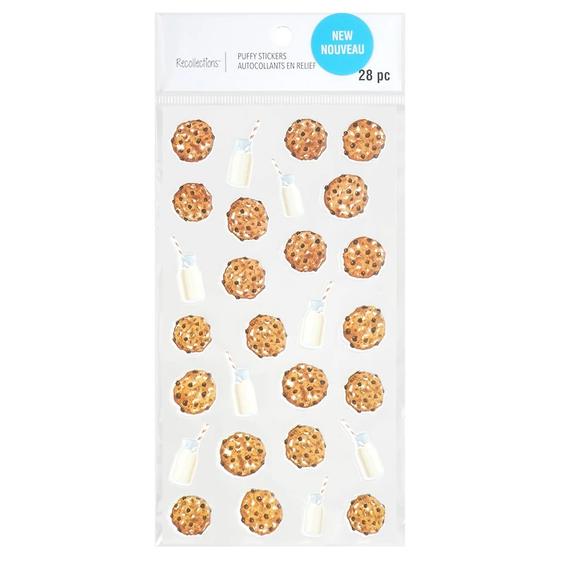 12 Pack: Cookies & Milk Puffy Stickers by Recollections™