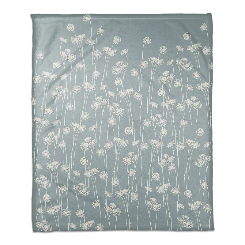 Blue & White Floral Fall Fleece Blanket