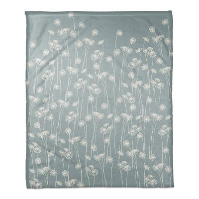 Blue & White Floral Fall Fleece Blanket