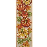 Reliant 2.5" x 10yd. Faux Linen Wired Sparkle Pumpkin Highlights Ribbon