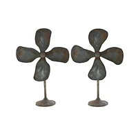 15" Gray Metal Industrial Propeller Sculpture, 2ct.