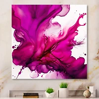 Designart "Ancient Mystery In Viva Magenta II" Abstract Liquid Ink Canvas Wall Art