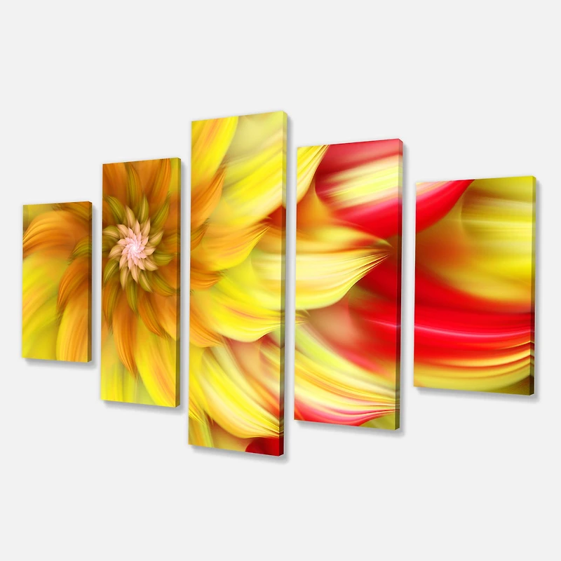 Designart - Rotating Yellow Red Fractal Flower