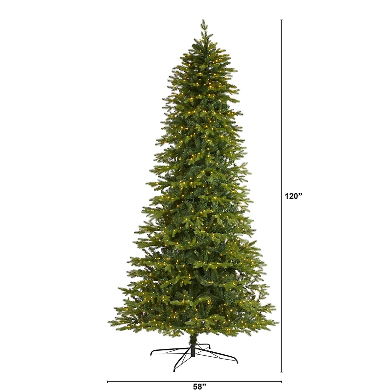 10ft. Pre-Lit Belgium Fir Artificial Christmas Tree, Clear LED Lights