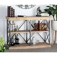 Brown Wood Industrial Shelving Unit, 34 " x 48 " x 17 "