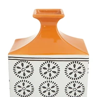 White Stoneware Transitional Vase, 17" x 9" x 7"