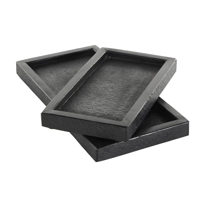Black Marble Minimalistic Slim Textured Trays, 2ct.