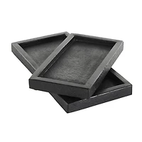 Black Marble Minimalistic Slim Textured Trays, 2ct.