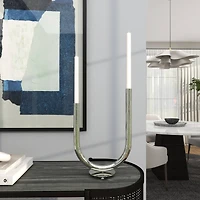 The Novogratz 14" Silver Stainless Steel Abstract U-Shaped Candelabra