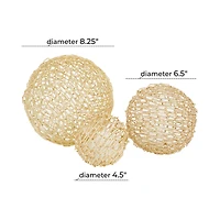 CosmoLiving by Cosmopolitan Gold Metal Chain Orb Sculpture Set