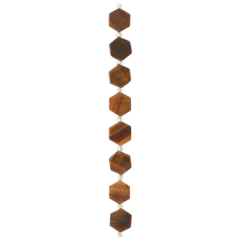 12 Packs: 8 ct. (96 total) Brown Tiger's Eye Hexagon Beads, 12mm by Bead Landing™