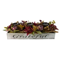 24" Autumn Harvest Pomegranate 3-Piece Candle Holder