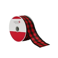1.5" x 30ft. Red & Black Buffalo Check Wired Ribbon by Celebrate It®