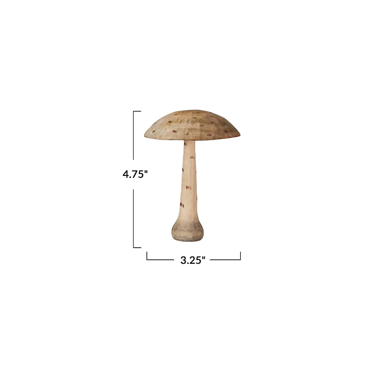Hello Honey® 4.75" Natural Dotted Carved Wood Mushroom