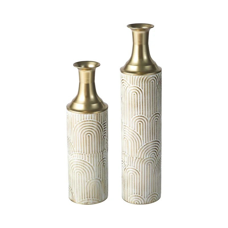 Glitzhome® Modern White & Gold Metal Floor Vases Set