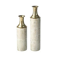 Glitzhome® Modern White & Gold Metal Floor Vases Set