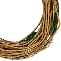 15.5" Unlit Natural Grapevine & Twig Oval Spring Wreath With Moss