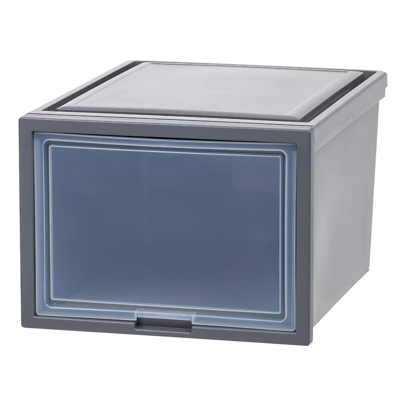 IRIS® Gray Storage Bin with Sliding Door