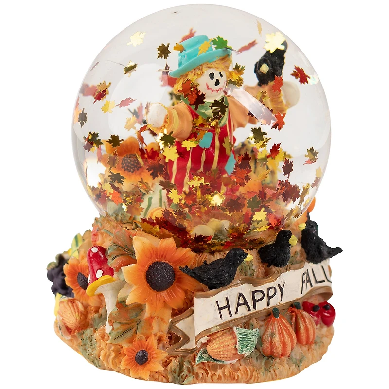 Scarecrow Happy Fall Harvest Snow Globe - 5.5"