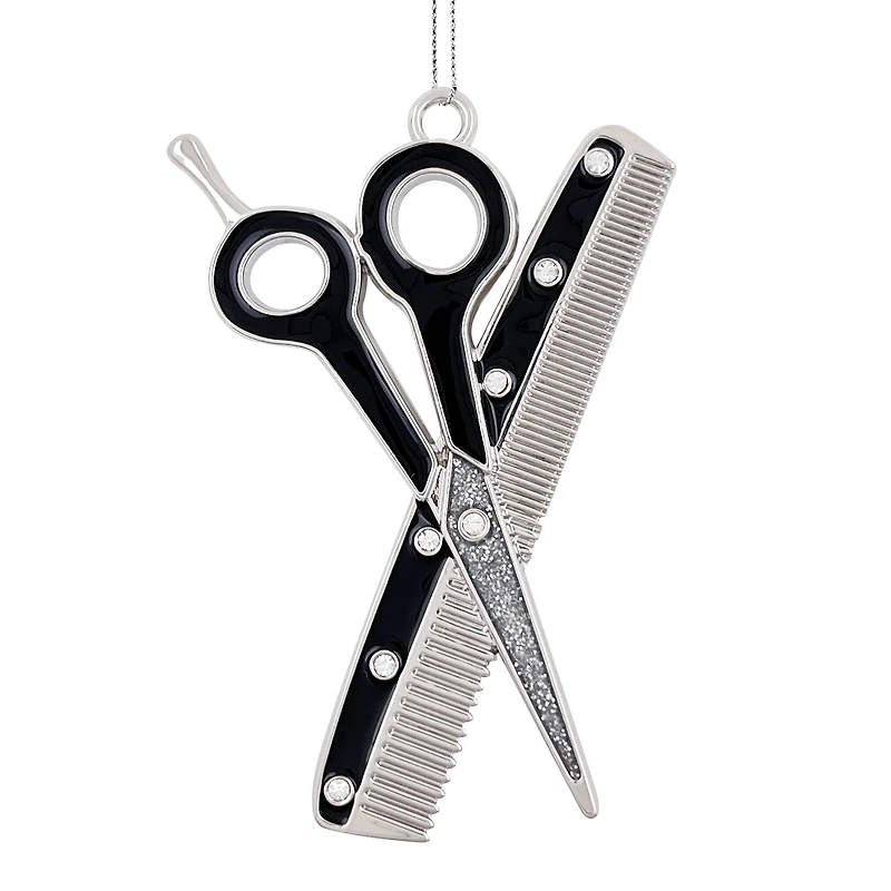 3.25" Salon Scissors & Comb Enameled Metal Ornament by Ashland®