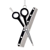 3.25" Salon Scissors & Comb Enameled Metal Ornament by Ashland®