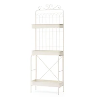 Glitzhome® 68" 3-Tier White Metal Shelf Planter Stand