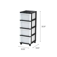 IRIS Black 4-Drawer Medium Cart With Organizer Top