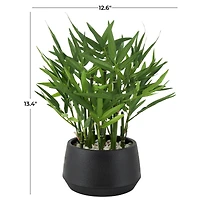 13" Green Faux Foliage Artificial Plant with Black Pot