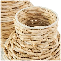 Brown Seagrass Woven Vase with Speckled Black and White Bases Set