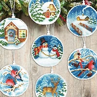 Crystal Art Christmas Tree Toy Plastic Canvas Counted Cross Stitch Kit Set Of Pictures Winter Evening