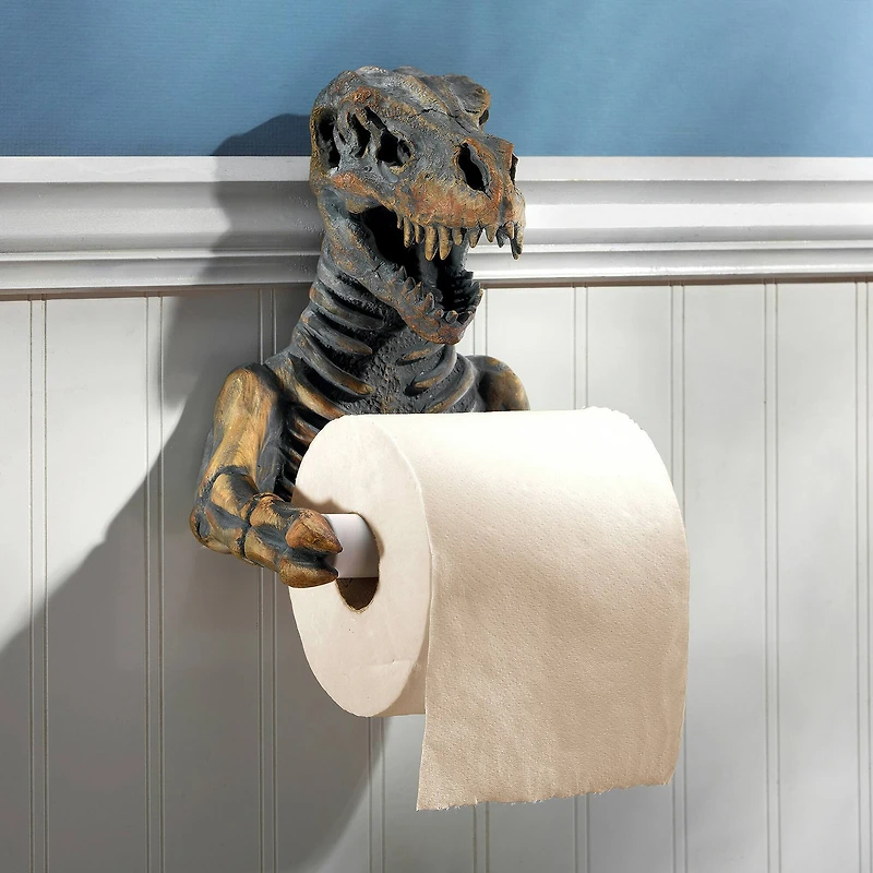 8.5" T. Rex Dinosaur Skeleton Bathroom Toilet Paper Holder