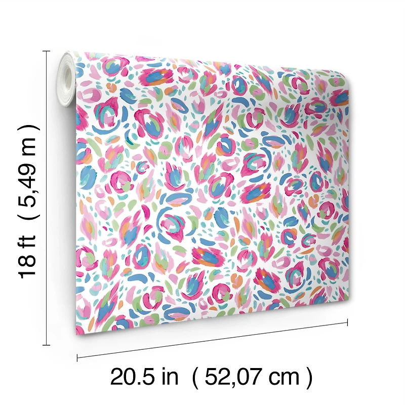 RoomMates Red Multi Brushstroke Leopard Peel & Stick Wallpaper