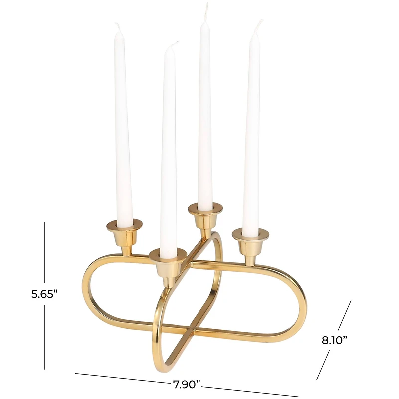 Gold Stainless Steel Overlapping Oval Geometric Candelabra