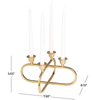 Gold Stainless Steel Overlapping Oval Geometric Candelabra