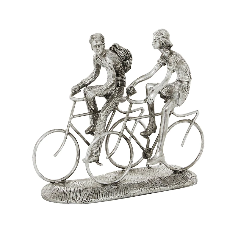 Silver Polystone Contemporary Bicycle Sculpture, 10" x 11" x 5"
